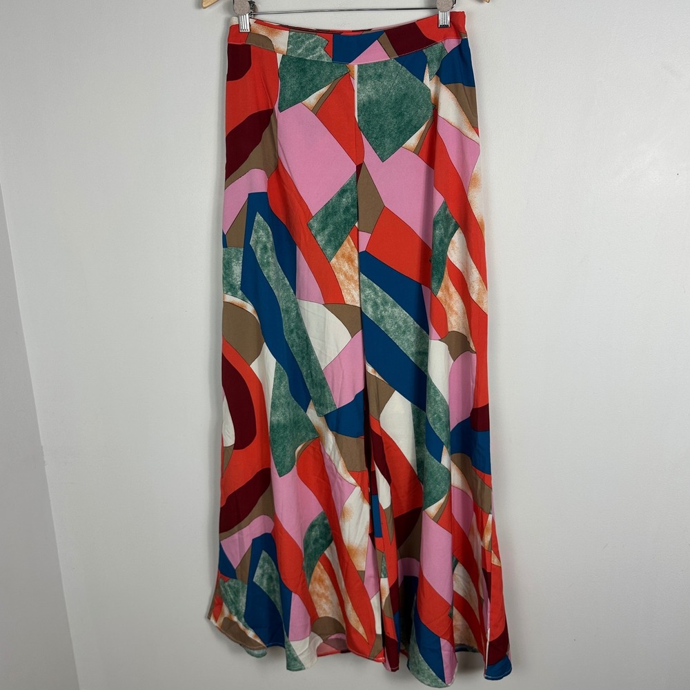 Luukse Wide Leg High Rise Pants Womens Sz Large Multicolour Geometric Print Boho - Picture 4 of 16